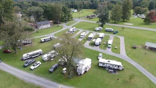 Aerial view of occupied RV sites