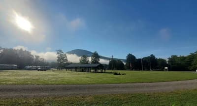 Morning mist over the pavilion